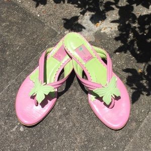 Lily Pulitzer Pink and Green slide Sandal